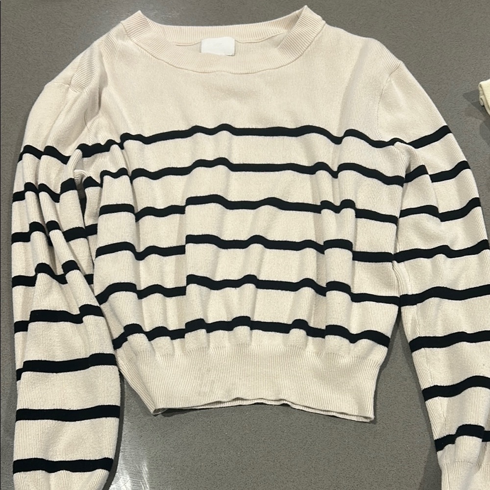 H&M Cream Ribbed Knit Sweater